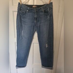 PAIGE Women’s Skinny Jeans in Medium Blue with Light Distressing